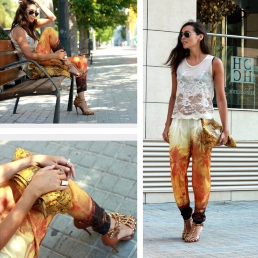 Zara Floral Vacation Palazzo Island Trousers - Picture 4 of 6